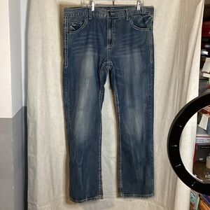 Men's Request Premium designer Blue Jeans 42x34